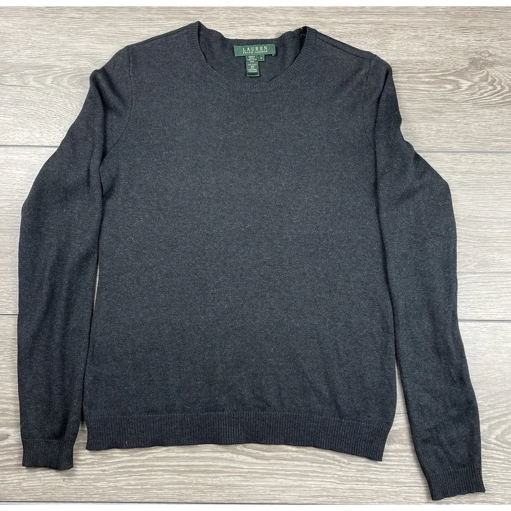 Lauren Ralph Lauren Women's Silk Cashmere Long sleeve Sweater‎ Top Black Size S